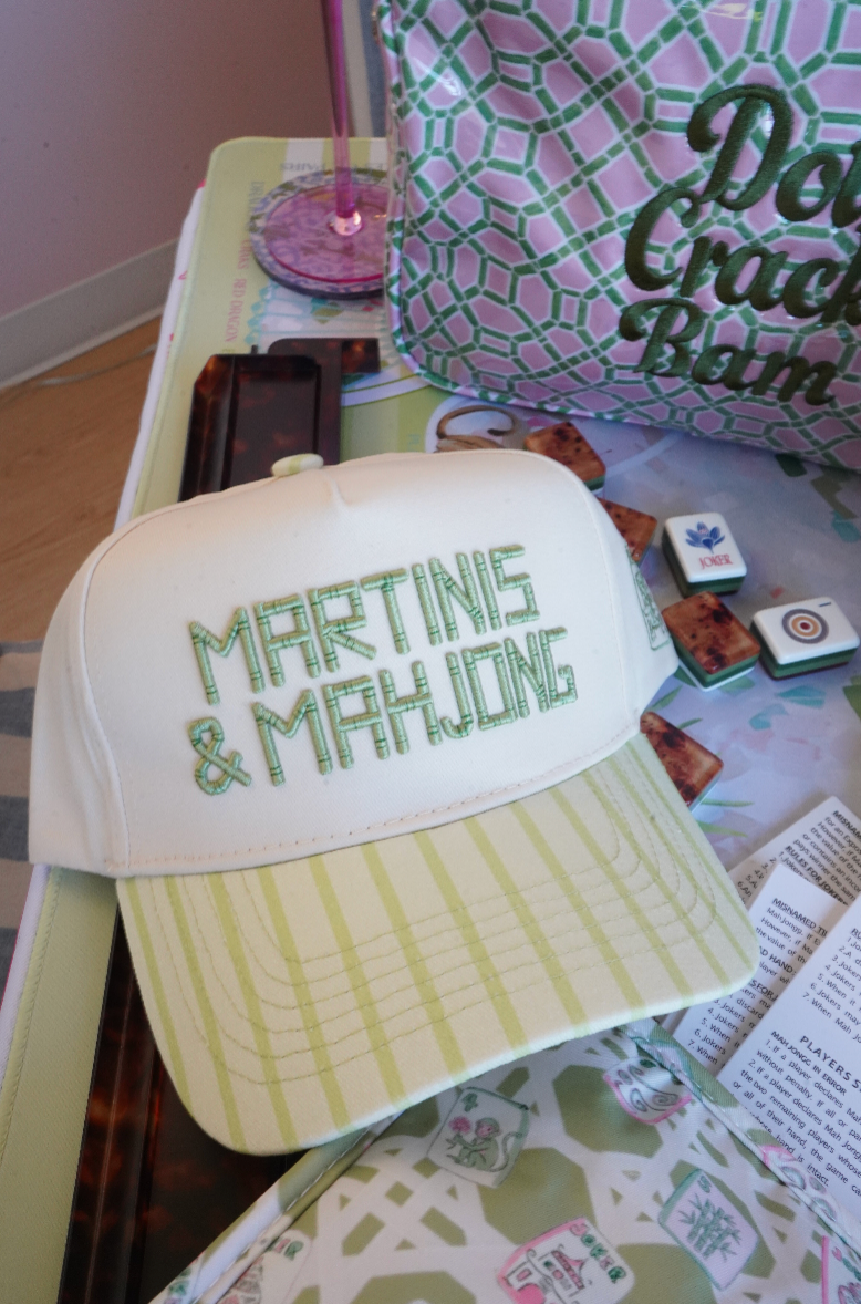 Martinis and Mahjong - Green Stripe Trucker Hat