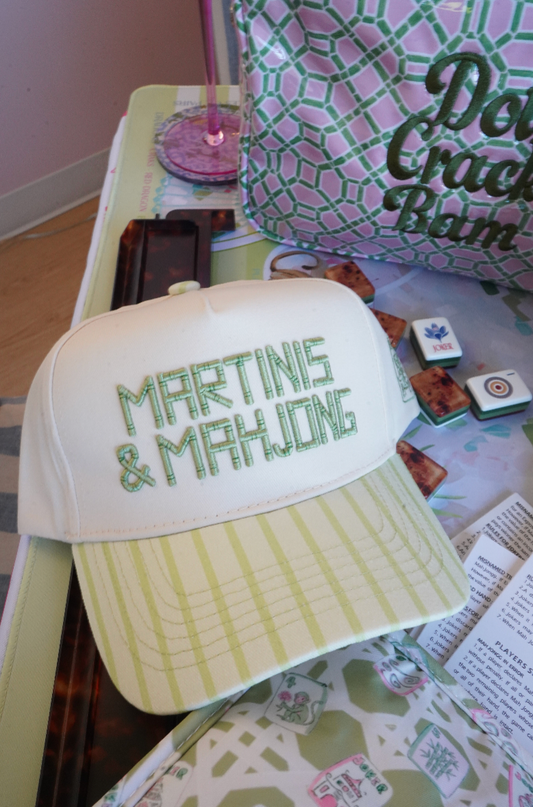 Martinis and Mahjong - Green Stripe Trucker Hat