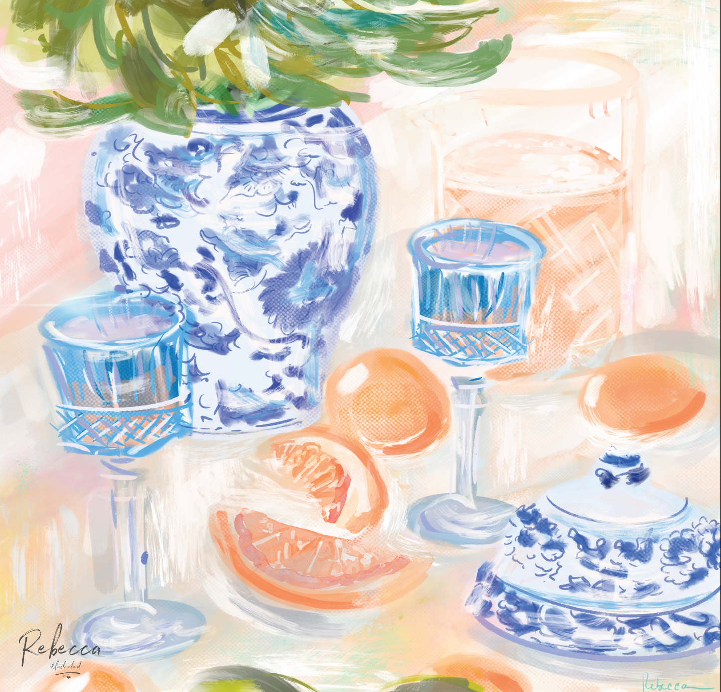 Chinoiserie & Citrus Mahjong Mat