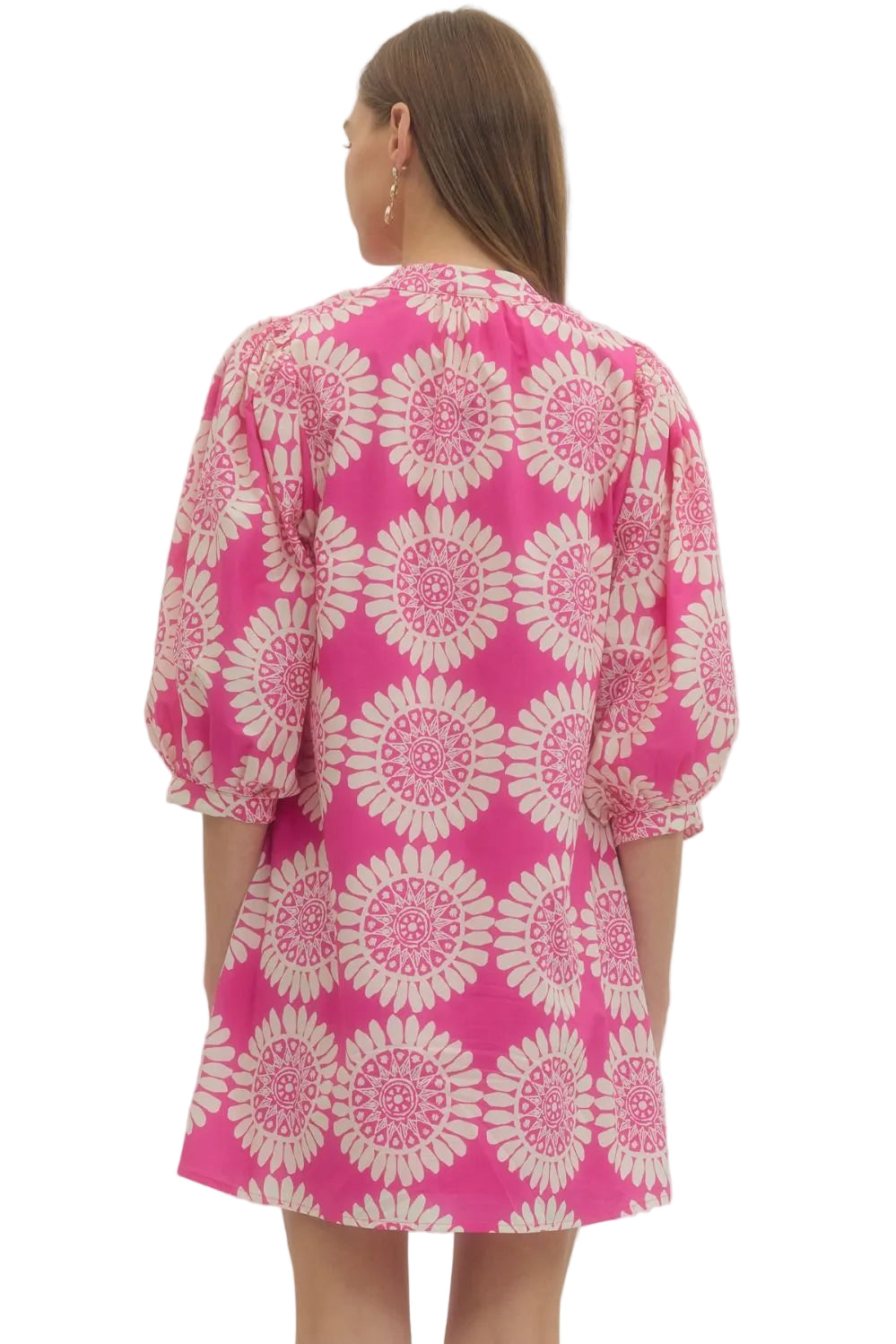 Macy Hot Pink Printed Short Dress