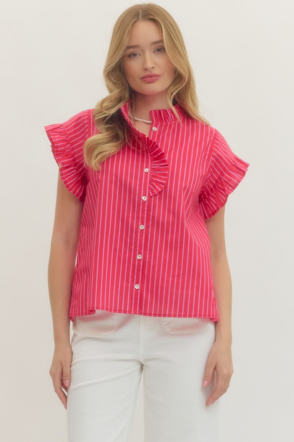 Sadie Ruffle Top in Red