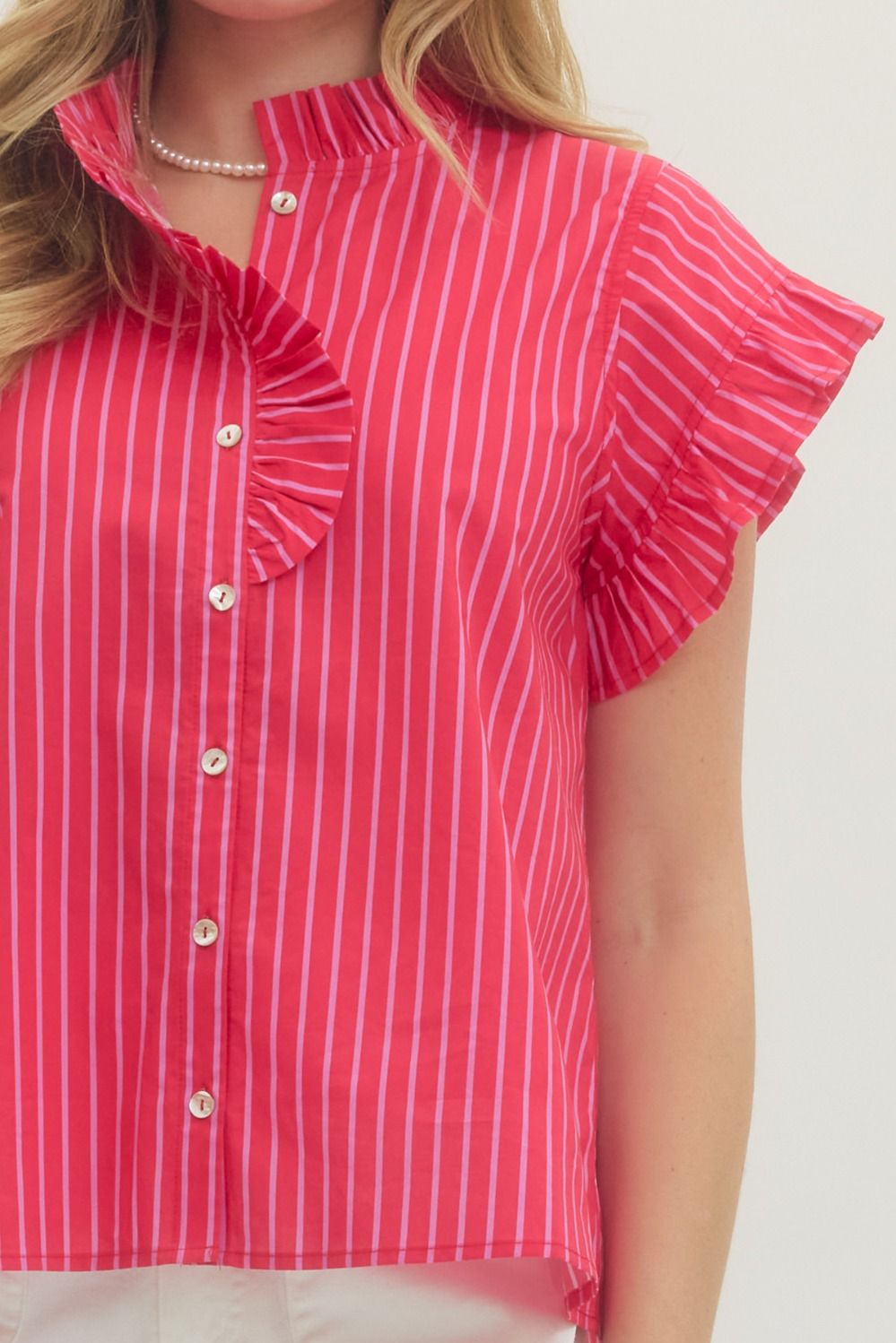Sadie Ruffle Top in Red