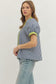 Waverly Navy Striped Top with Contrast Trim