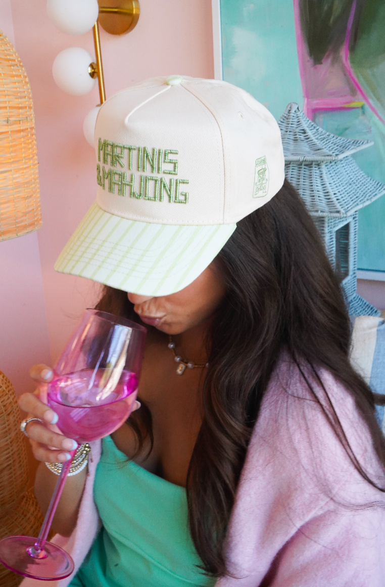 Martinis and Mahjong - Green Stripe Trucker Hat