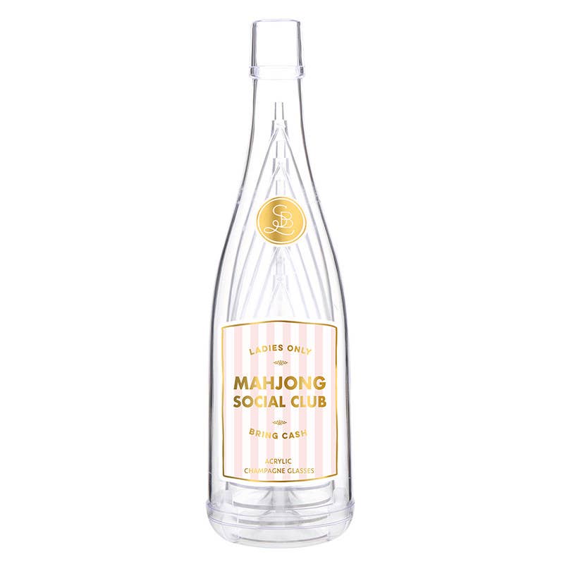 Mahjong Social Club - Acrylic Champagne Bottle + Glasses