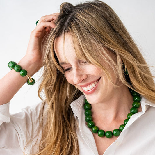 Iris Large Resin Bead Necklace Green