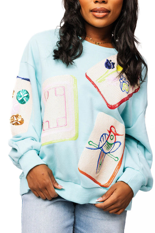 Aqua Mahjong Tile Sweatshirt