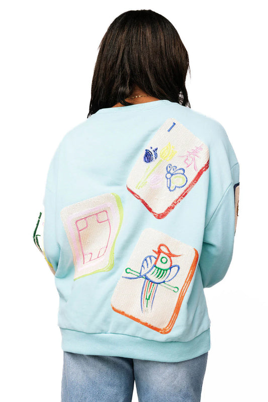 Aqua Mahjong Tile Sweatshirt