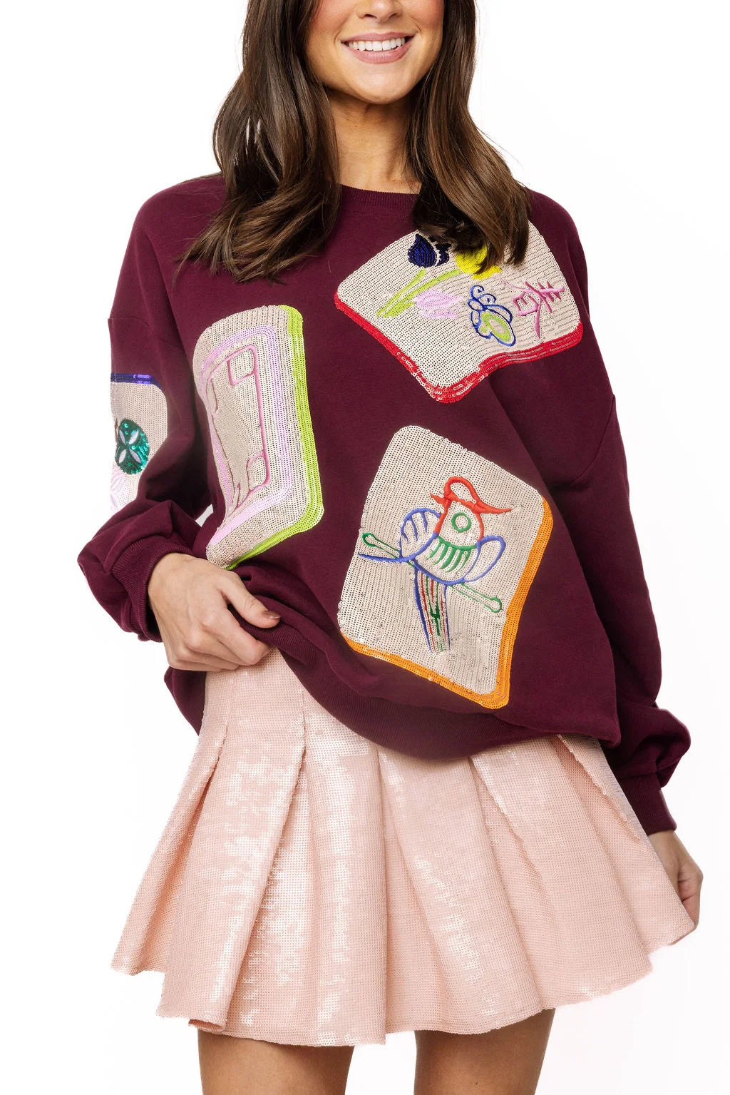 Queen Of Sparkles  Plum Mahjong Tile Sweatshirt