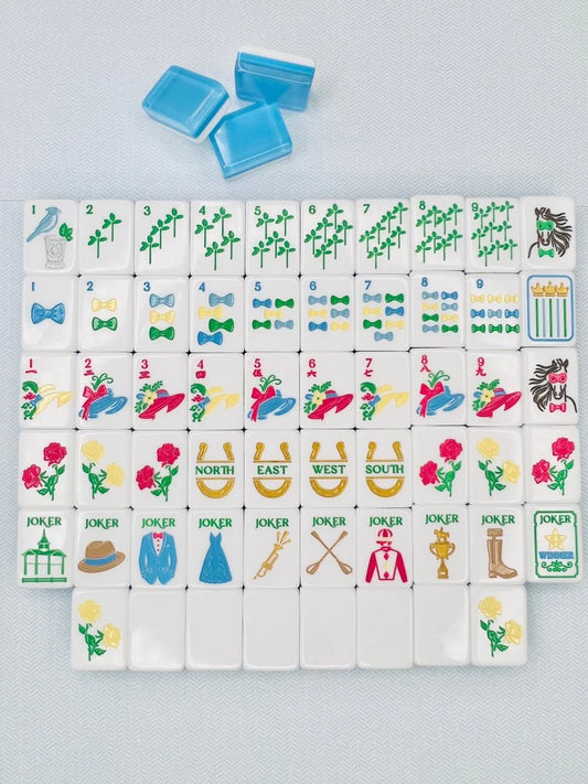 Mint & Roses Mahjong Tile Collection with Mat & Shufflers