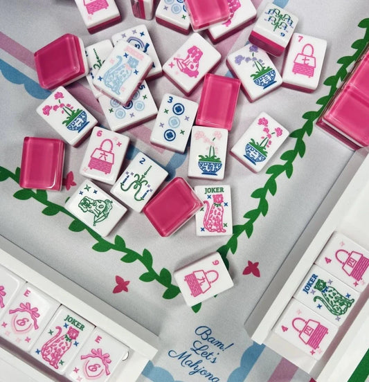 Grandmillennial Mahjong Collection with Mat & Shufflers