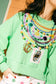Bright Green Queen Mardi Gras Beads Sweatshirt