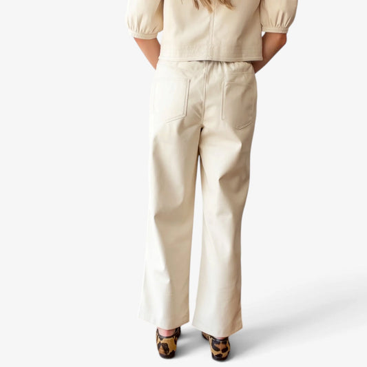 Gustave Faux Leather Trouser - Cream