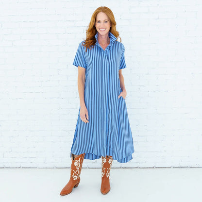 Millie Dress Blue/ Navy Stripe