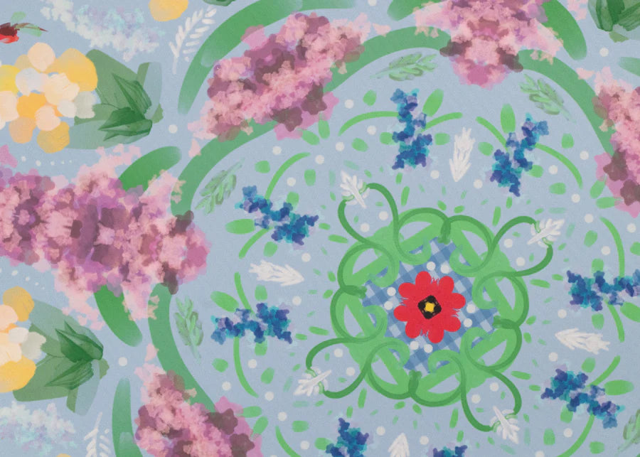 Powder Blue Garden Party Mahjong Playing Mat
