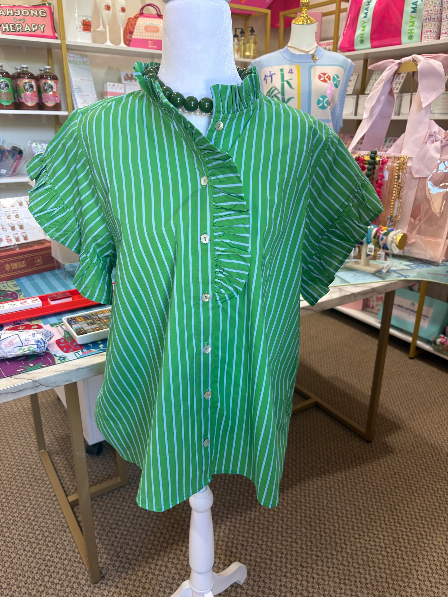 Sadie Ruffle Top in Green