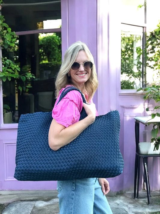 Woven Mahjong Carryall with Matching Tile Pouch